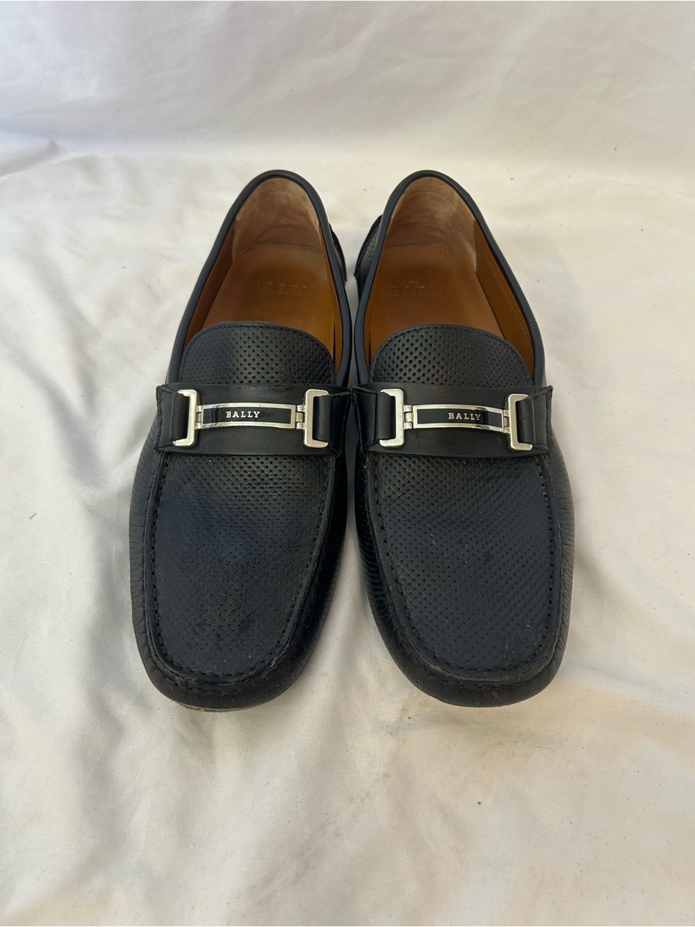 Bally‎ Men’s Drulio Perforated Leather Loafers Sz 9.5 Navy Blue